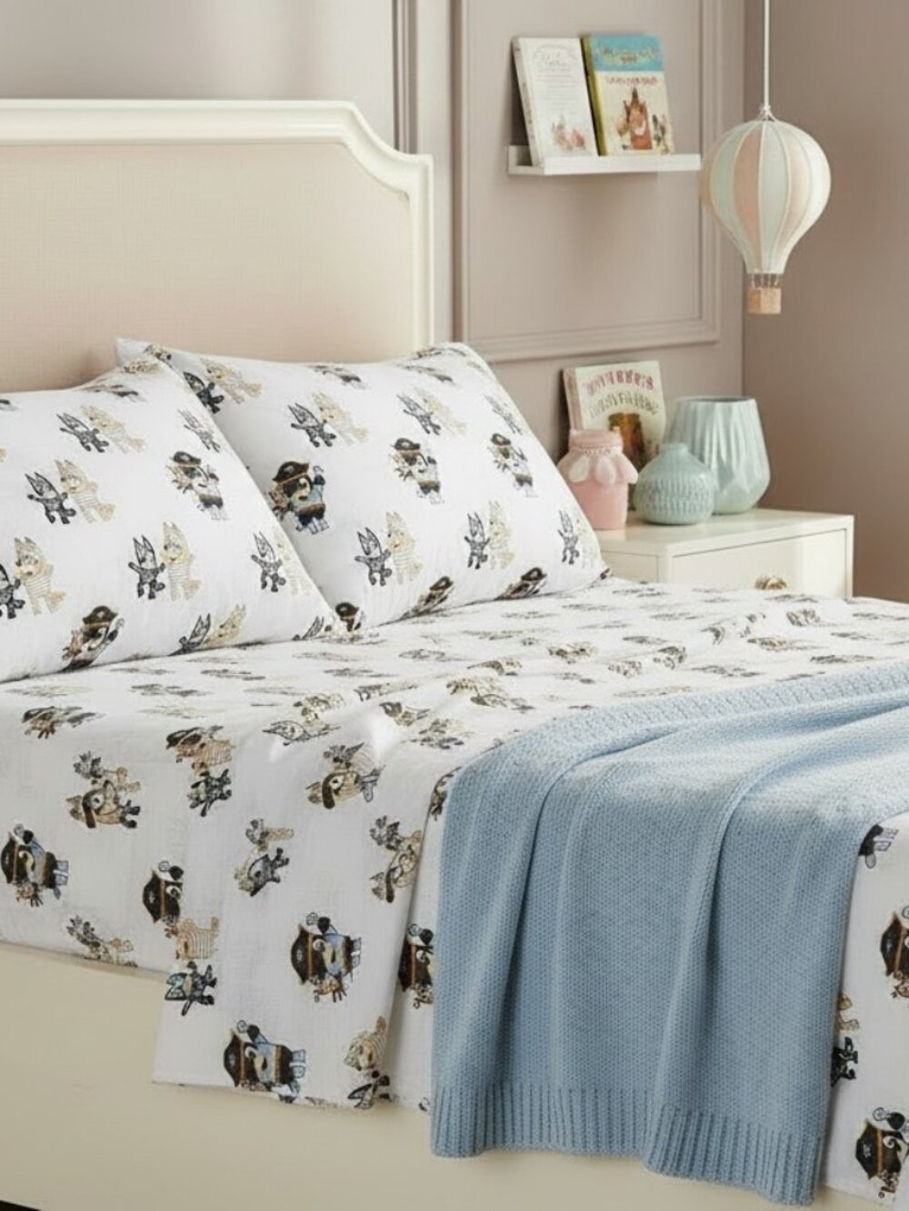 Bluey & Bingo Twin Sheet Set 100% Cotton Halloween Pirate Mummy Bedding 3pc New